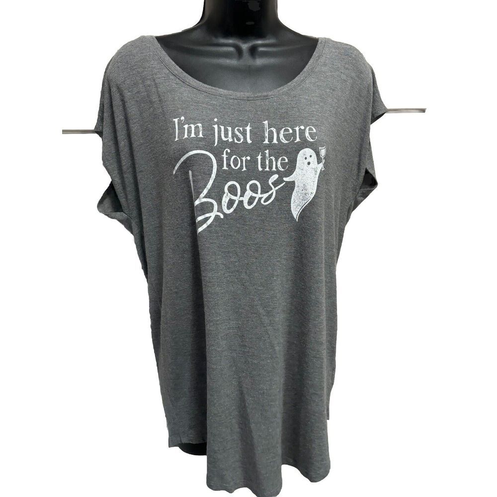 Maurices "I'm Just Here For The Boos" Gray/White Graphic Tee Short Sleeve Size M